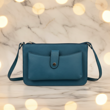 Load image into Gallery viewer, Leather Teal Crossbody / Shoulder Bag
