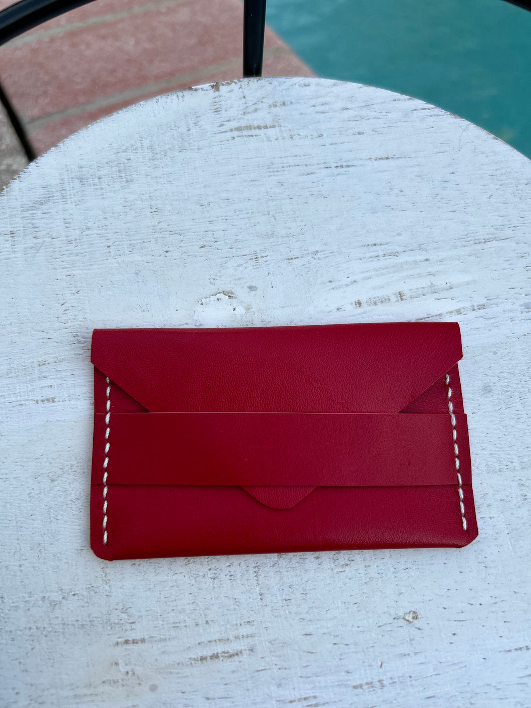 Leather Card holder red