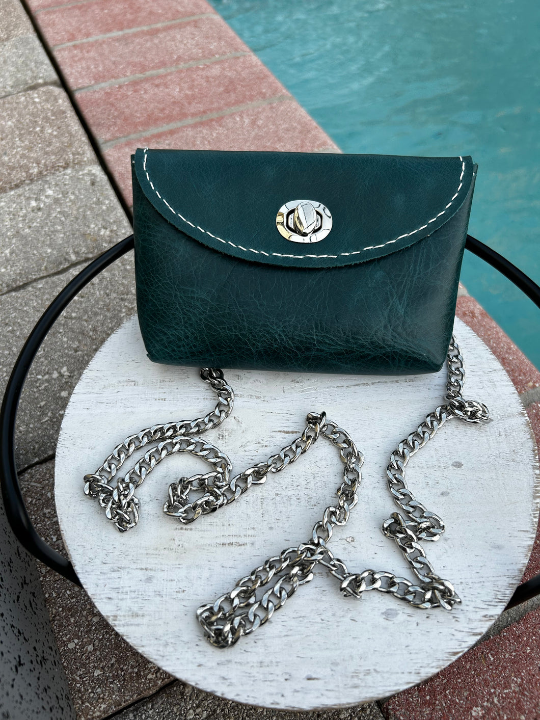 Leather Clutch Bag teal
