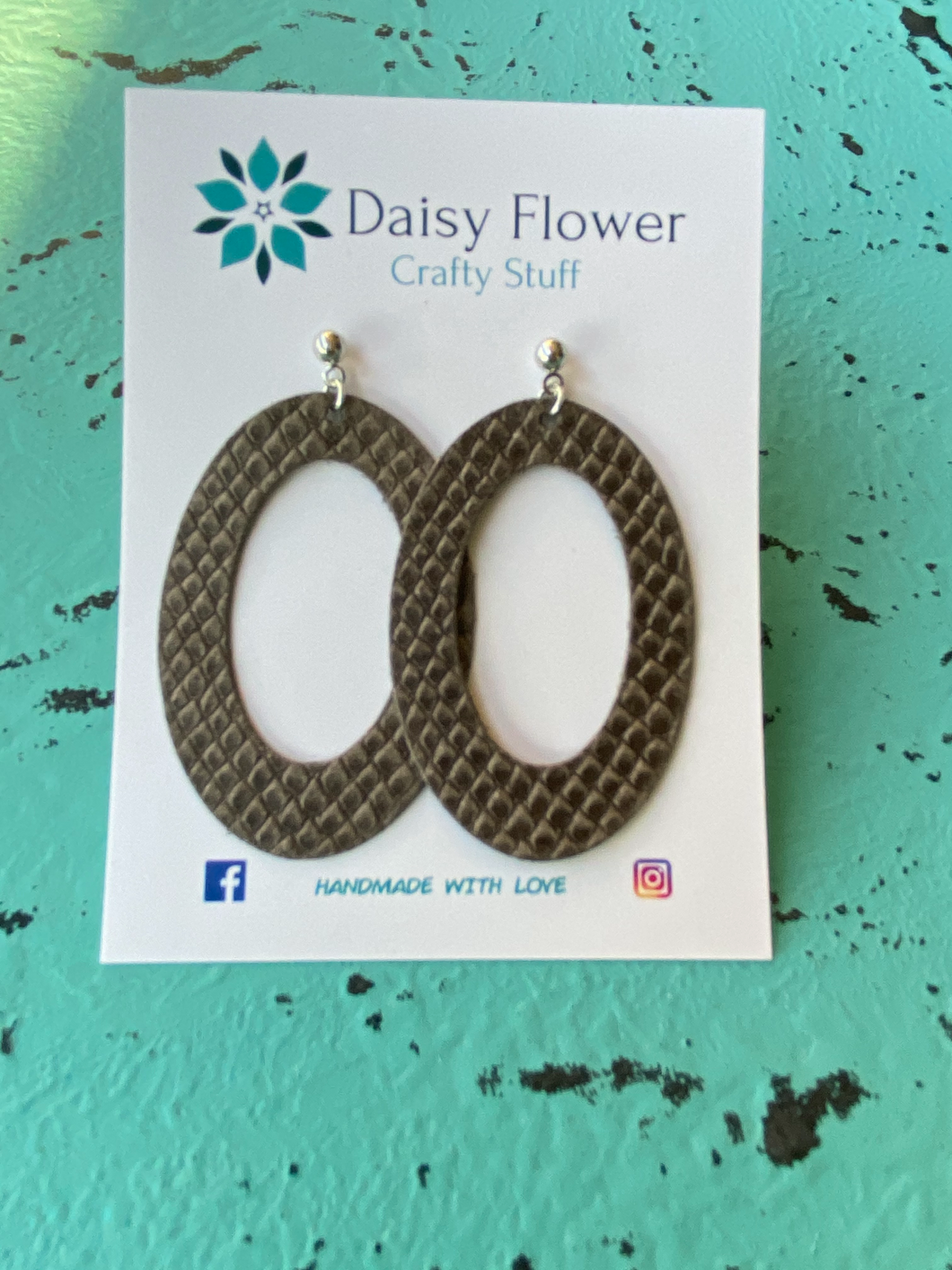 Leather snake texture earrings