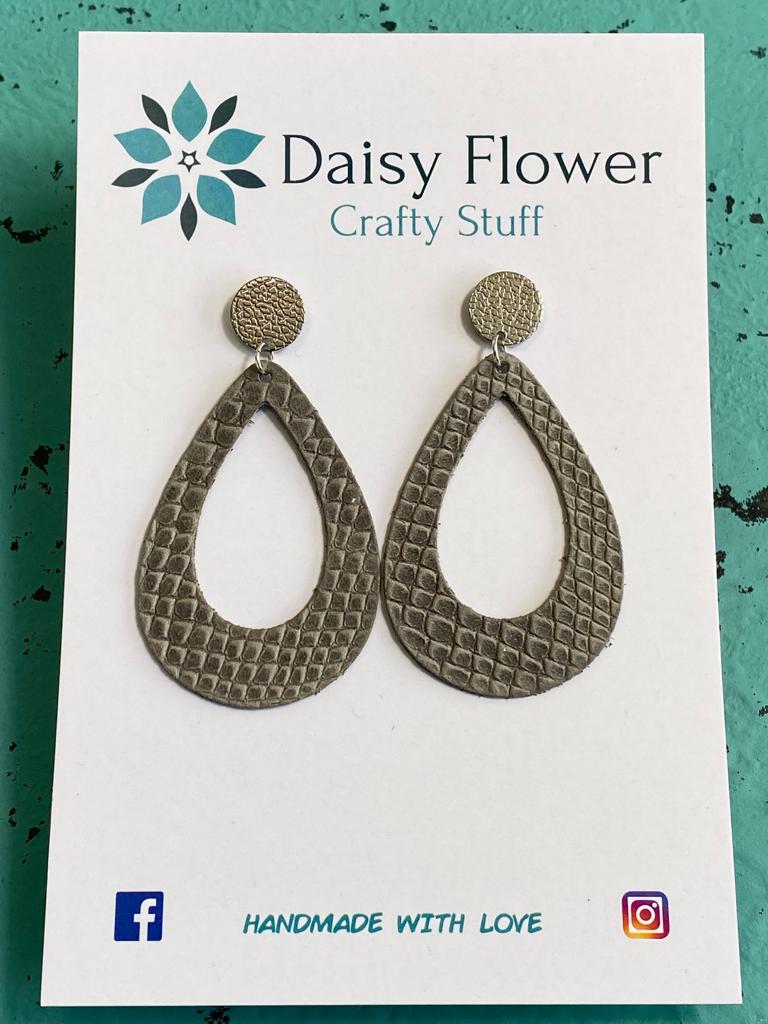 Leather Gray Snake Texture Earrings
