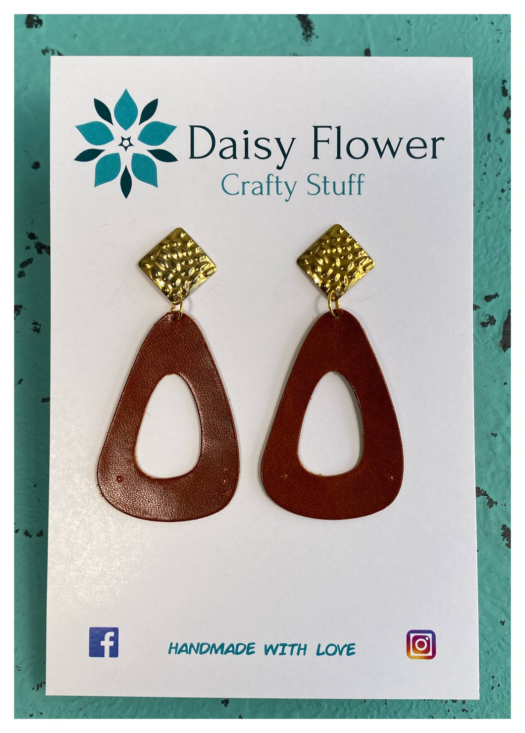 Leather Brown / Gold Earrings