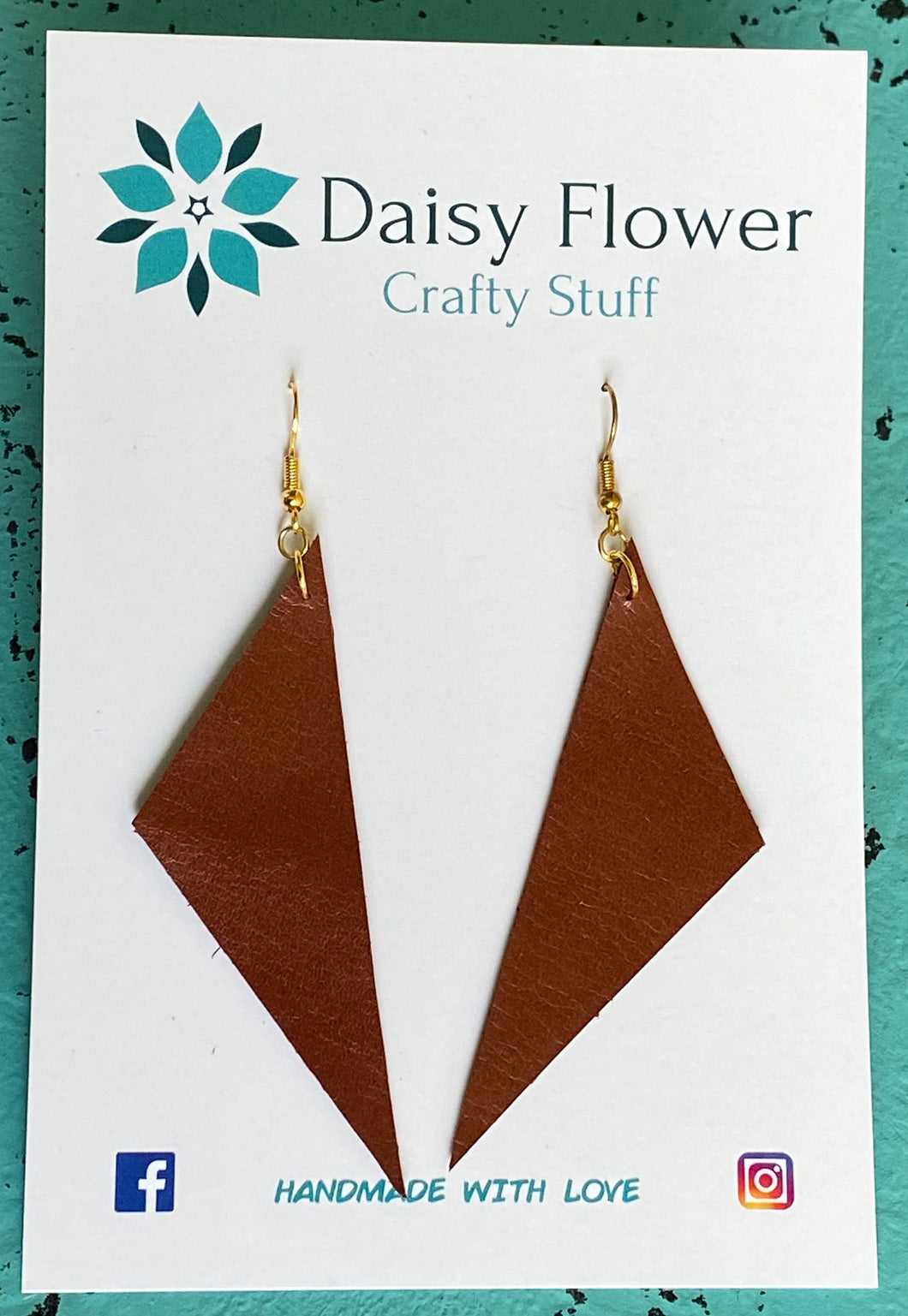 Leather geometric brown earrings