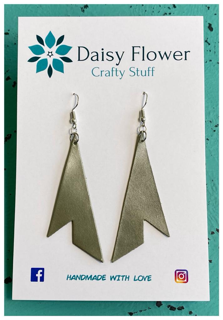 Leather Pewter tone earrings